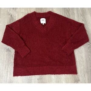 Aerie Red Fuzzy Oversized Soft V-Neck Sweater‎ Women's Large